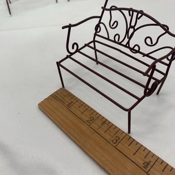 Fairy Garden Bench Wire Miniature Dollhouse Rustic Wire Bench Set of 3 - Picture 4 of 4
